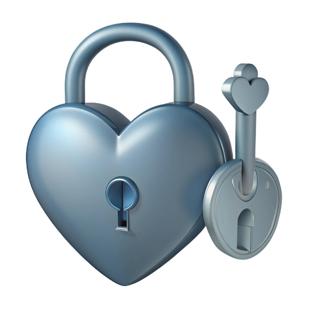 PSD a heart lock with a key that says lock and key