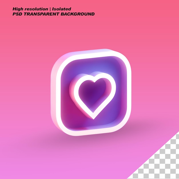 Heart love symbol icon design png shaped object 3d isolated transparent background