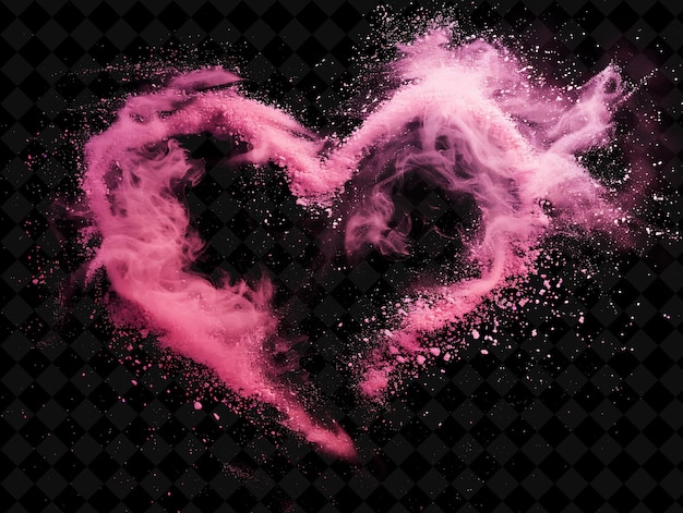 a heart made by pink powder with pink sprays