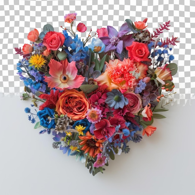 PSD a heart made of flowers with a heart that says  love