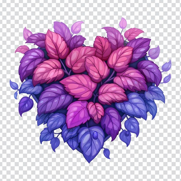 PSD a heart made of purple leaves and purple leaves