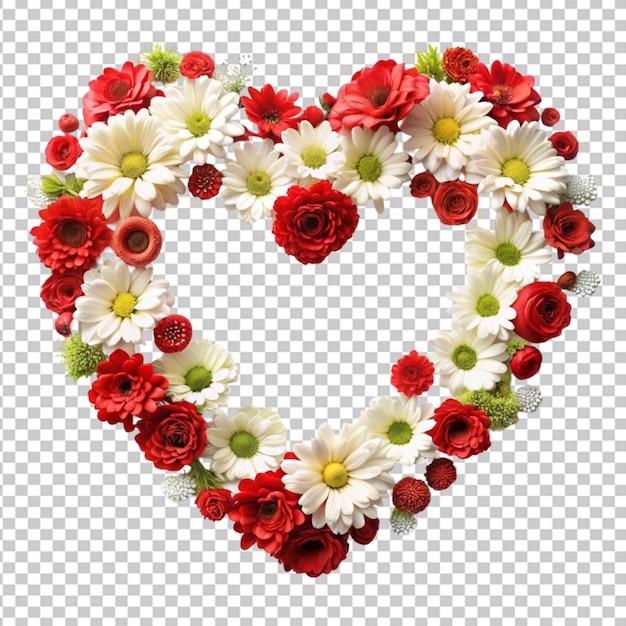 heart made of red and white flowers Transparent Background