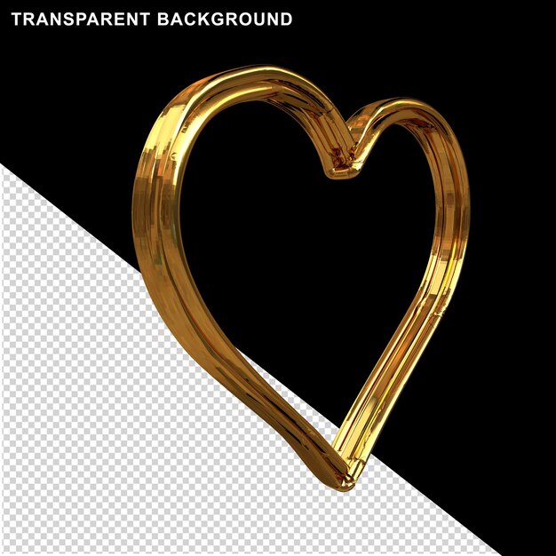 Heart outline made of gold 3d