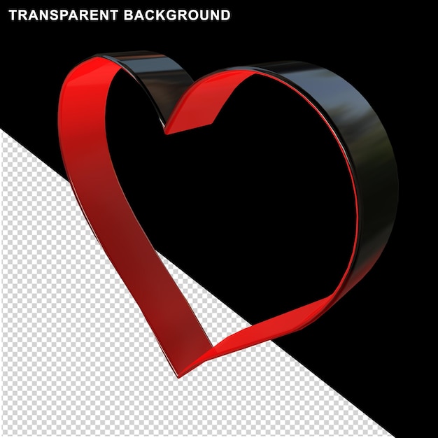 Heart outline in red and black 3d