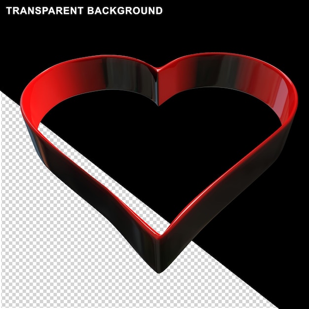 Heart outline in red and black 3d