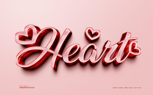 Heart premium 3d psd text effect