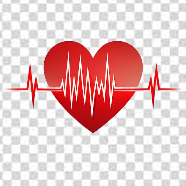 PSD heart rate pulse icon medicine logo vector heart transparent background