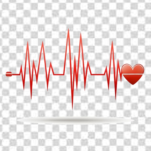 PSD heart rate pulse icon medicine logo vector heart transparent background