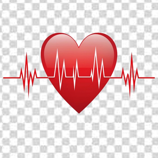 PSD heart rate pulse icon medicine logo vector heart transparent background