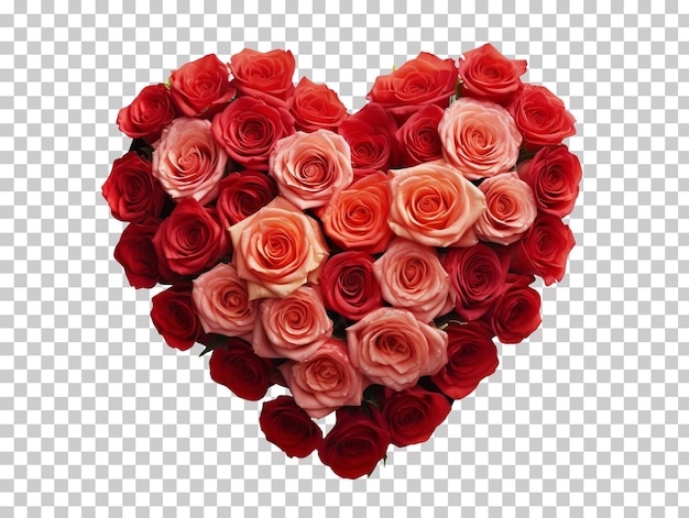 Heart of roses isolated on transparent background png psd