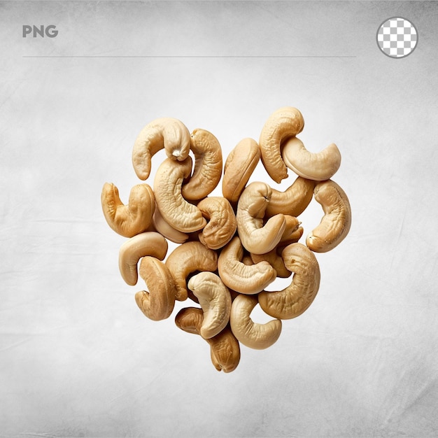 heart shape cashew on transparent background high quality PSD file Generative AI