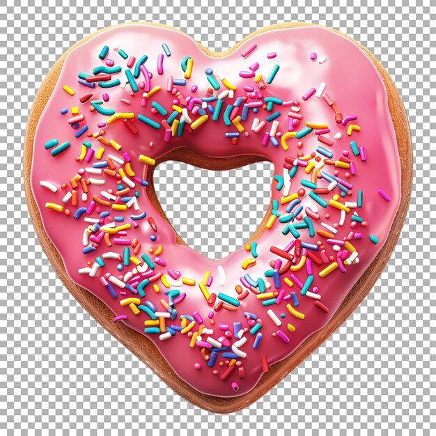 PSD heart shape donut on transparent background ai generated