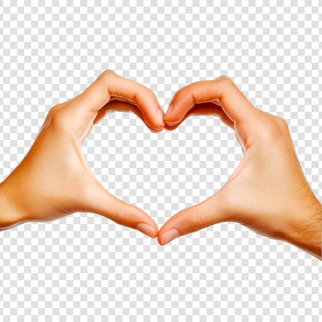 PSD heart shape made by hands on a transparent background