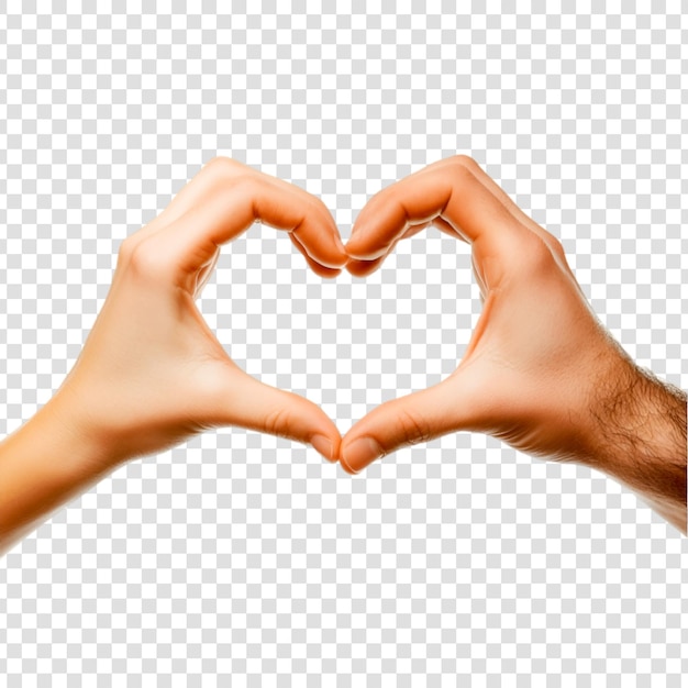 PSD heart shape made by hands on a transparent background