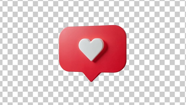 Heart shape social media speech bubble icon isolated on transparent background