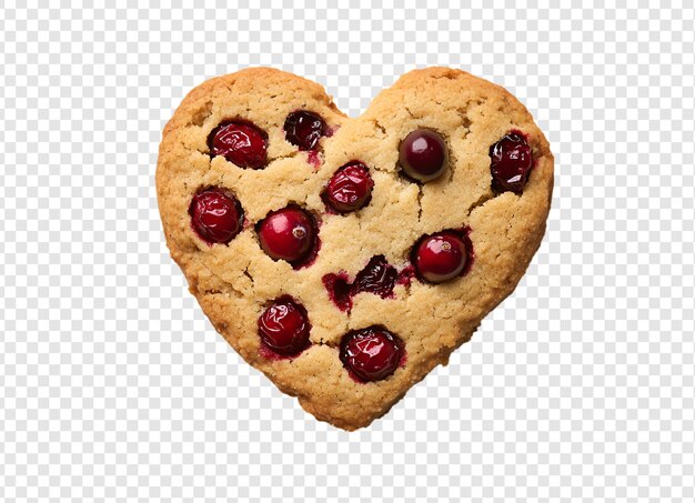 PSD heart shaped berry cookie isolated on a transparent background