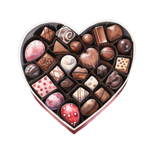 Heart Shaped Box Filled with Chocolates AI Generated Image