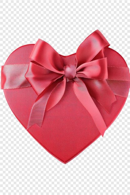 PSD a heart shaped box with a red ribbon on it