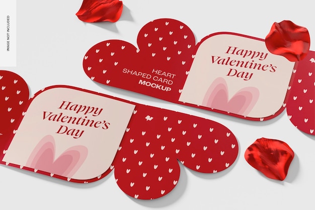 Heart Shaped Cards Mockup,Close Up