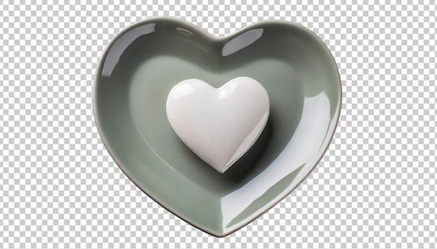 Heart shaped ceramic plate isolated on transparent background