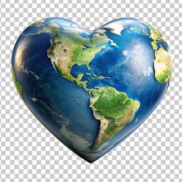 PSD heart shaped earth transparent background