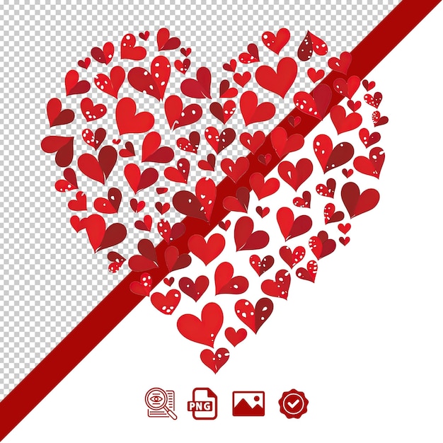 PSD heart shaped from many hearts vector tshirt design white background