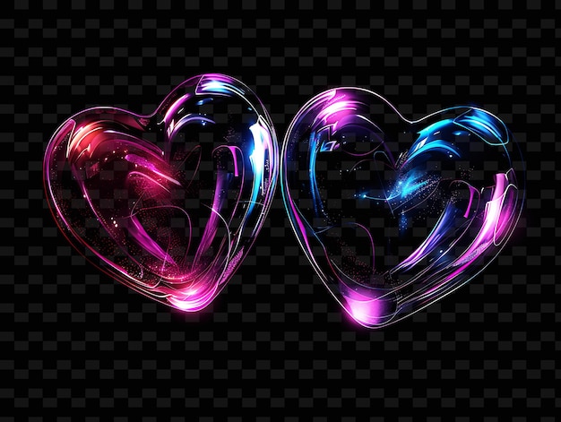 PSD heart shaped glass hearts on a black background