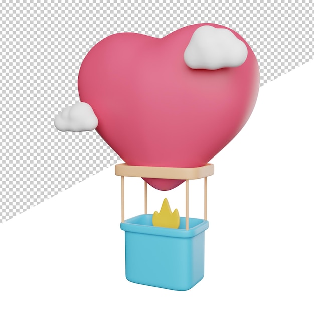 A heart shaped hot air balloon with a heart shaped hot air balloon in the shape of a heart.