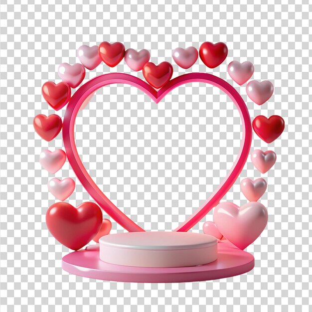 PSD heart shaped podium isolated on transparent background