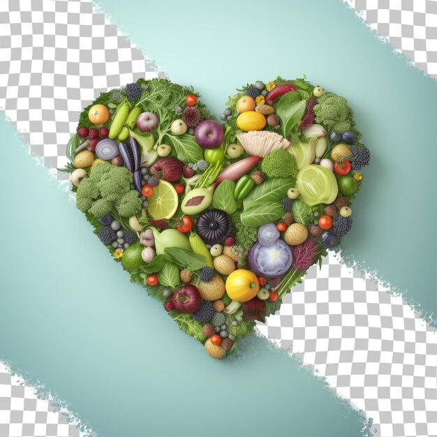 Heart shaped word cloud of eco friendly food transparent background