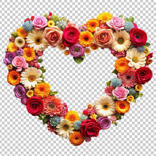 PSD heart shaped wreath isolated on transparent background