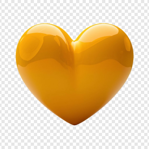 PSD a heart shaped yellow heart with a reflection of the yellow heart on a transparent background