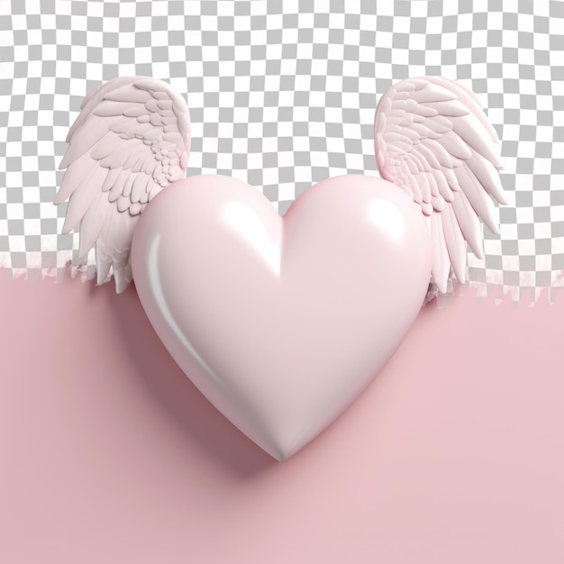 Heart with Angel Wings on transparent background