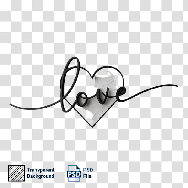 PSD a heart with a black line on it is drawn on a white background