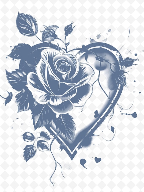 a heart with a blue flower and the words  love  on it