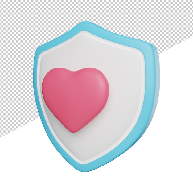 A heart with a blue shield and a white background.