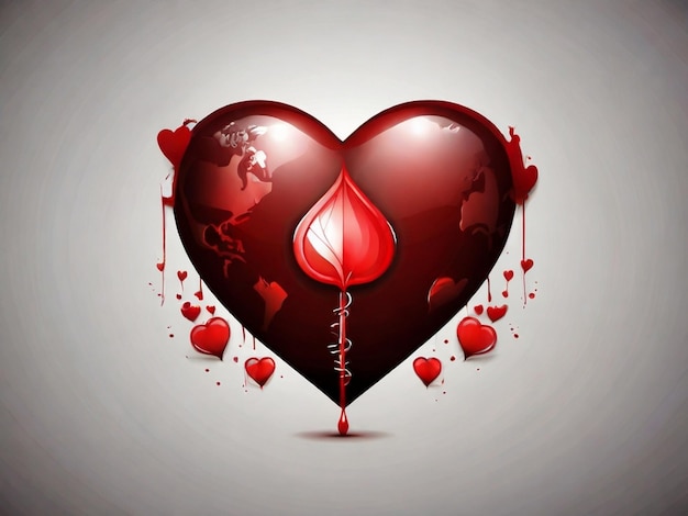 PSD a heart with a drop of blood on it