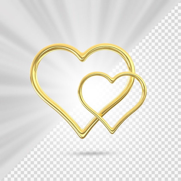 Heart With Gold Frame 3D Render 