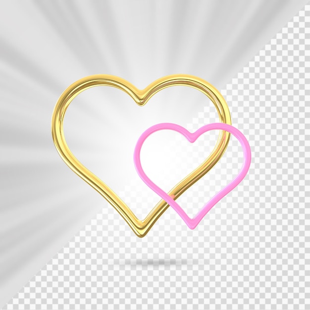 Heart With Gold Frame 3D Render 