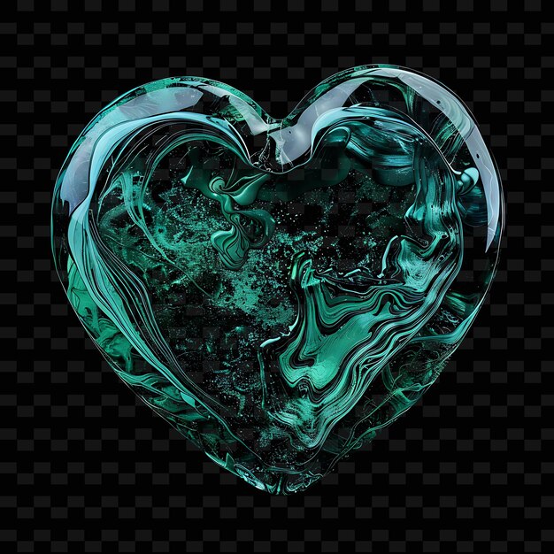 a heart with a green and blue swirls on the bottom