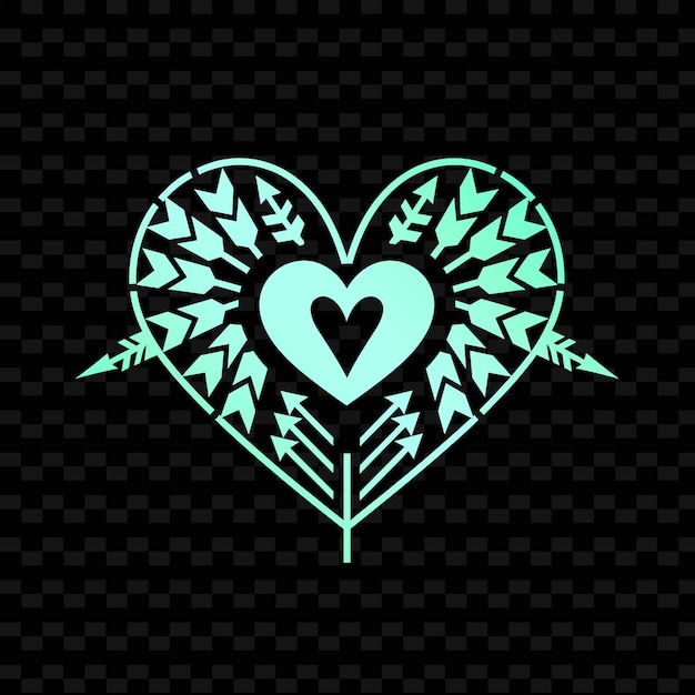 a heart with a green heart on a black background