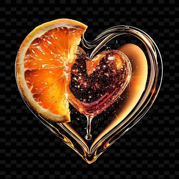 PSD a heart with a heart and a slice of orange