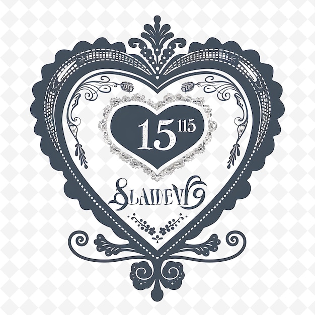 PSD a heart with the number 15 on it