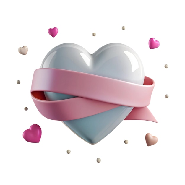 PSD a heart with pink ribbon and hearts that says quot heart quot