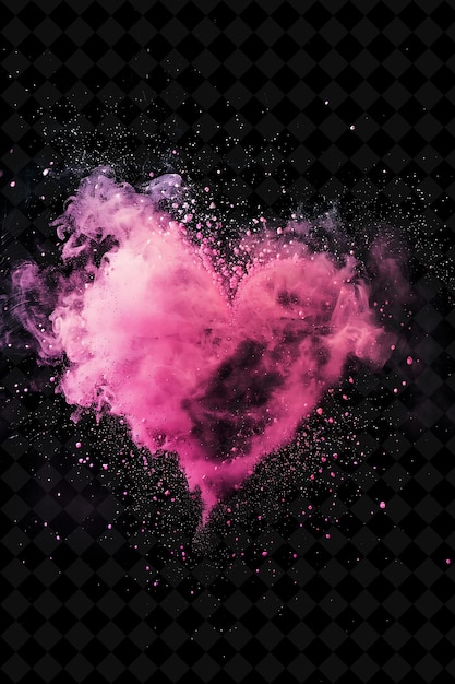 PSD a heart with purple smoke and a black background