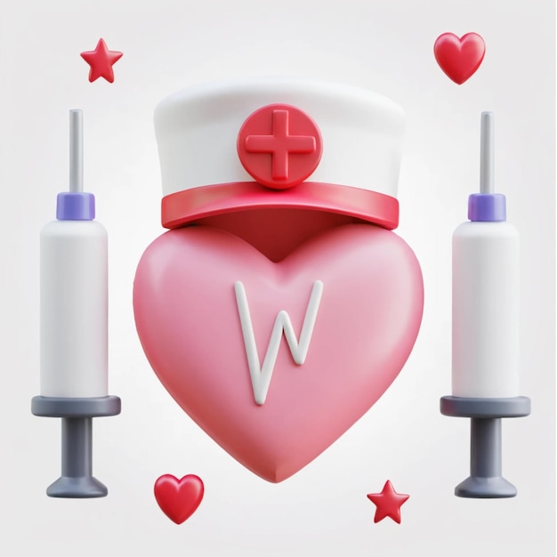 a heart with a red cross and a white nurse in the middle