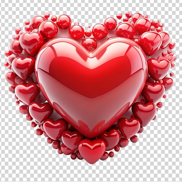 A heart with red roses on transparent background