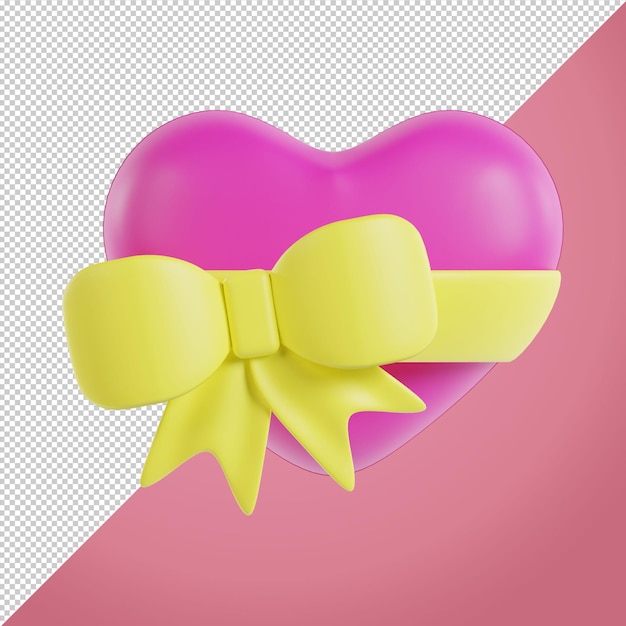 Heart with ribbon emoji 3d render illustration