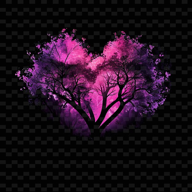 PSD a heart with the tree silhouette in the middle