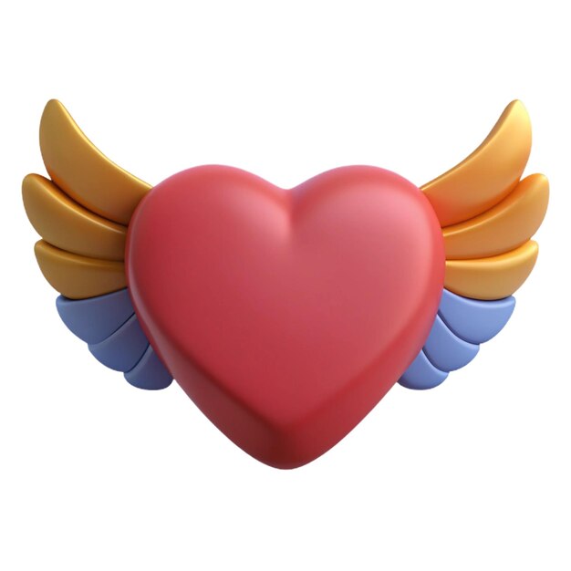 PSD heart with wings that say wings on it